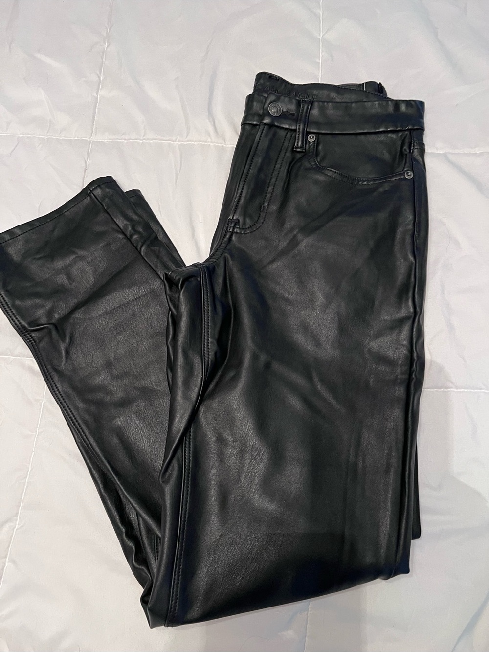 American Eagle Outfitters Black Faux Leather Pants Size 6 Long